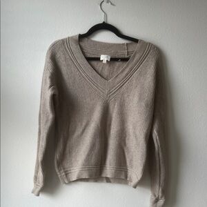 Cyrus V-Neck Sweater in Light Taupe